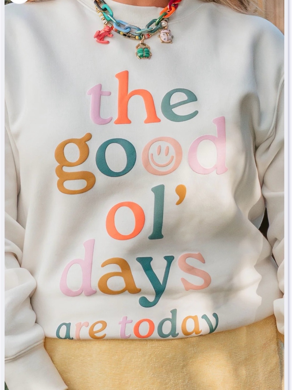 Living Fully Co by Mallory Ervin The Good Ol' Days Cream Graphic Sweatshirt